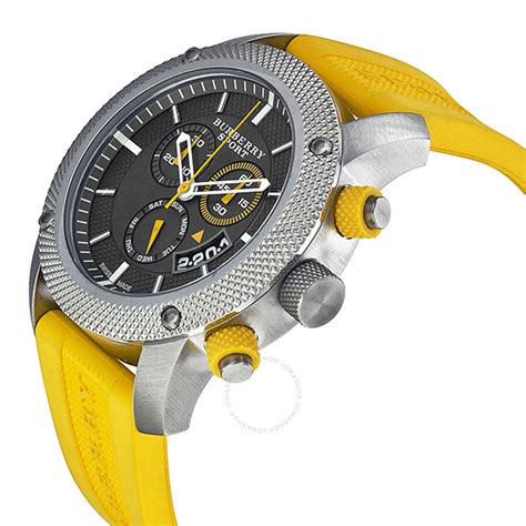 burberry sport watch grey and yellow|Burberry stainless steel watch.